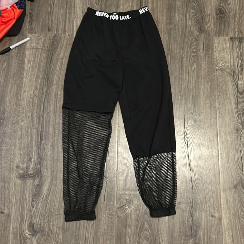 Black pants with fishnet